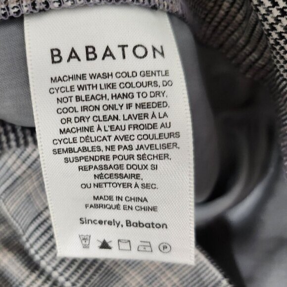 Babaton Womens Atelier Plaid Conan Crop Pants 6 Gray Academia Pull On High-Rise - Picture 3 of 11